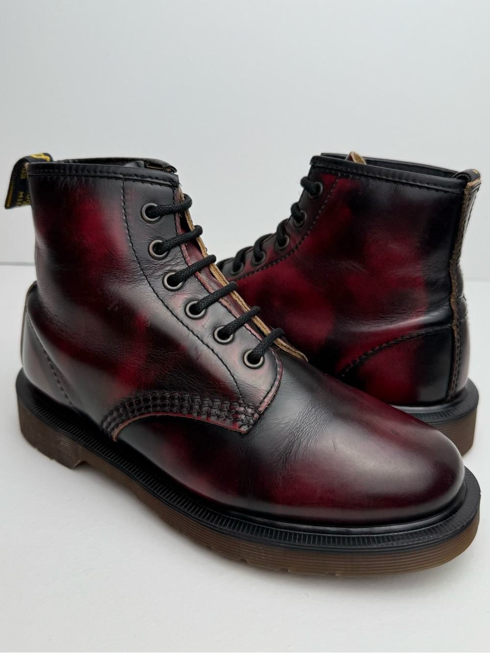 Vintage Dr. Martens Oxblood Red Black Rub Off Boots UK 4